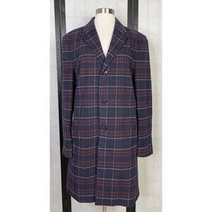 Tommy Hilfiger Men's Red and Blue Coat M Wool Blend